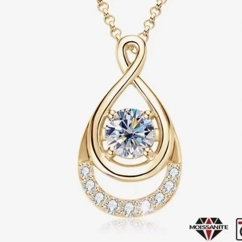New 14k Gold 1.5 Carat Diamond (Moissanite) Pendant Necklace